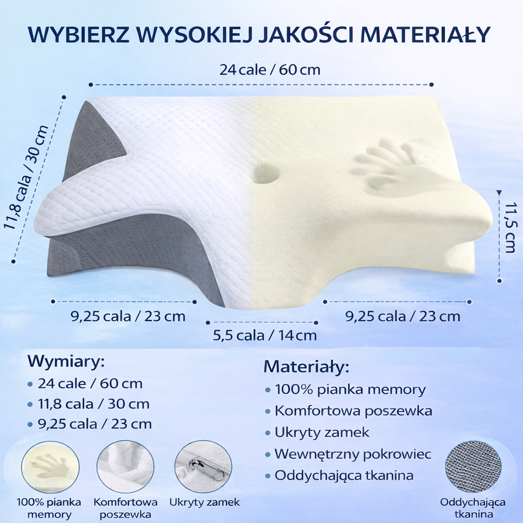 Poduszka Ortopedo 3.0 poduszka ortopedyczna wymiary pianka memory oddychająca tkanina wysoka jakość